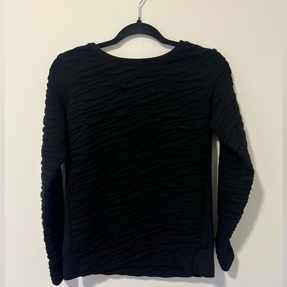 French Connection Black Crew Neck Long Sleeve Textured Sweater Blouse Small - Picture 1 of 4